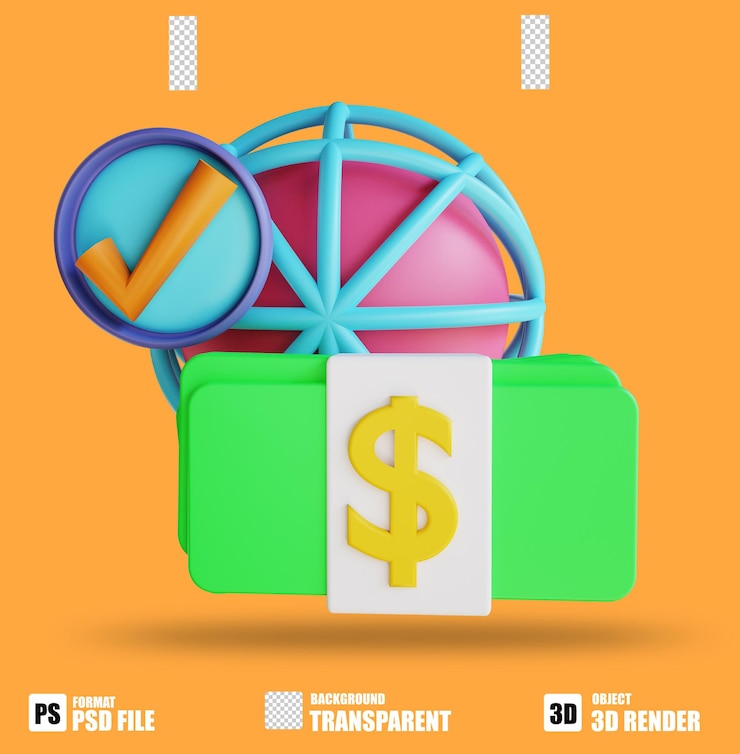 PSD dinero y pago por internet de ilustración 3d