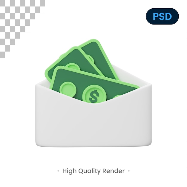 Dinero sobre icono 3d premium psd