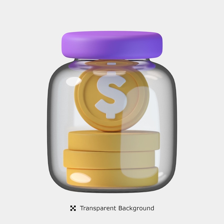 PSD dinero, tarro, 3d, icono, ilustración