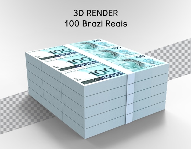 PSD dinheiro brasileiro com cédula 3d de 2 reais rende