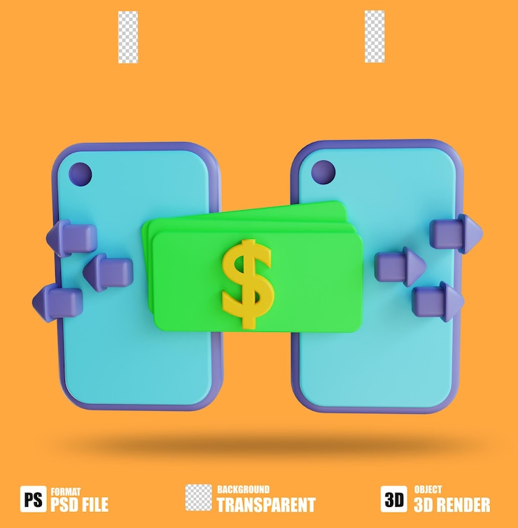 PSD dinheiro de transferência de ilustração 3d 3