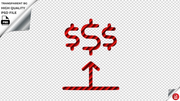 PSD dinheiro em dinheiro lucro aumento de lucro flecha de finanças vetor ícone vermelho listrado azulejos psd transparente