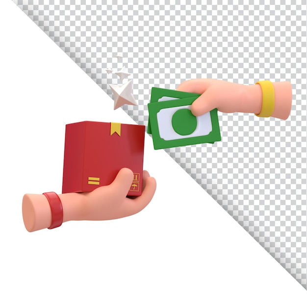 Dinheiro na entrega de compras on-line ilustração de renderização 3d