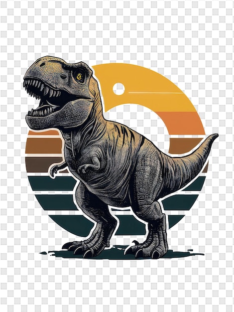 PSD un dinosaure avec un fond jaune et orange