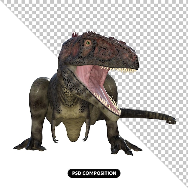 PSD dinosaure mapusaurus rendu 3d isolé