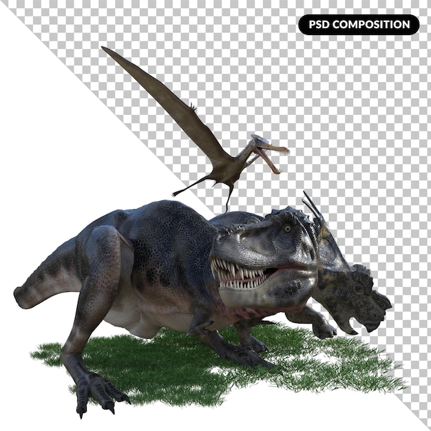 PSD dinosaurier-kreatur isoliert 3d