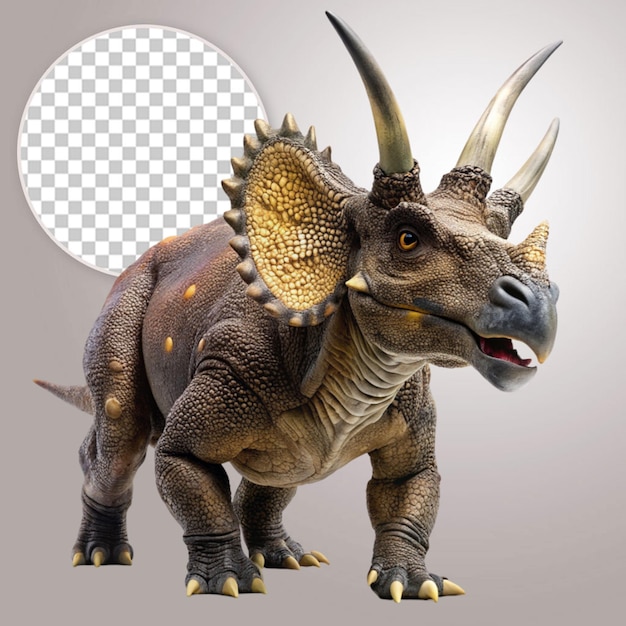 Un dinosaurio extinto albertaceratops en aislamiento aislado en un fondo transparente