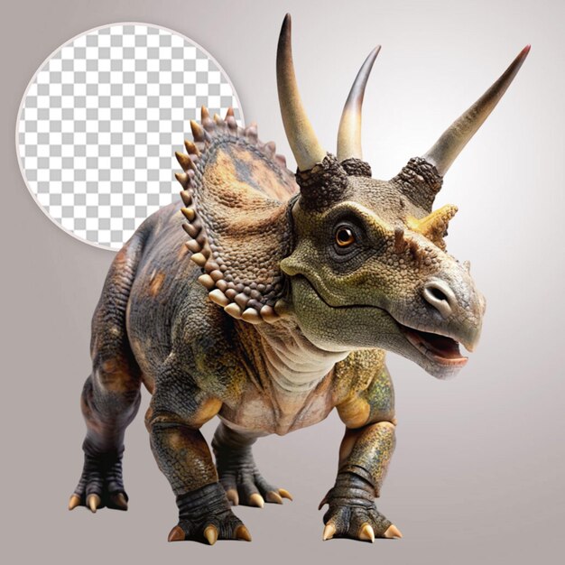 Un dinosaurio extinto albertaceratops en aislamiento aislado en un fondo transparente