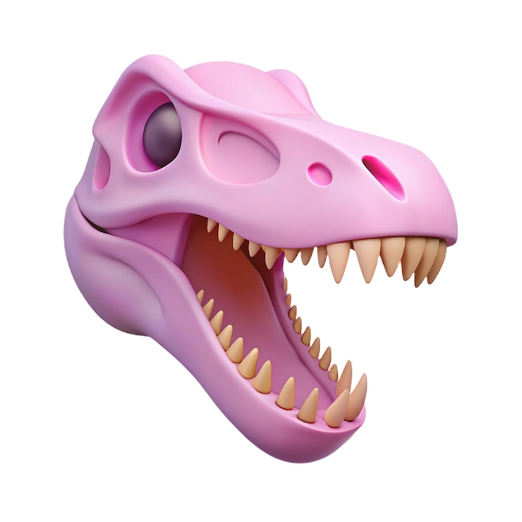 PSD un dinosaurio rosa con una nariz rosa y dientes amarillos