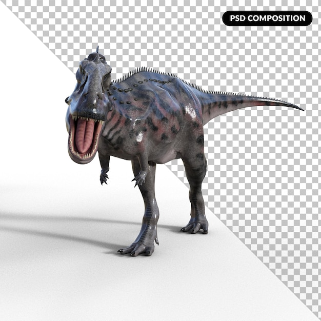 Dinosauro con ombra isolata 3d