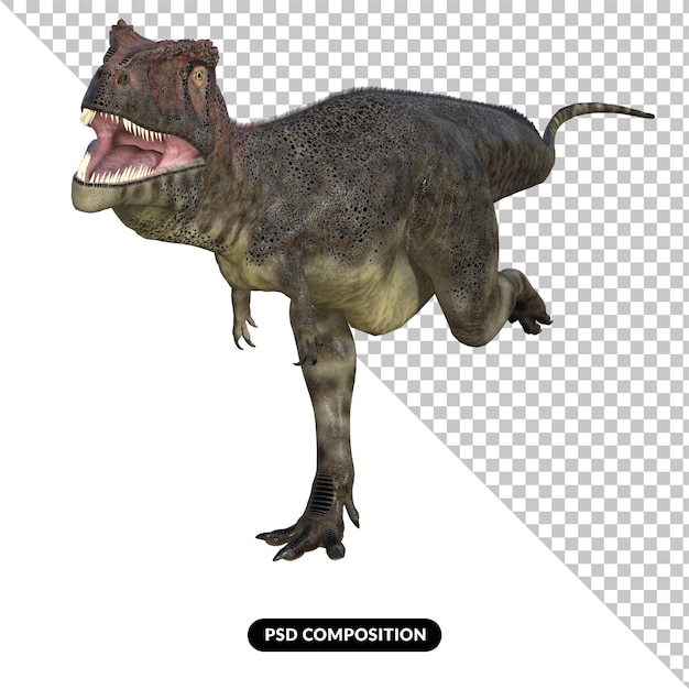 Dinosauro Mapusaurus isolato rendering 3d