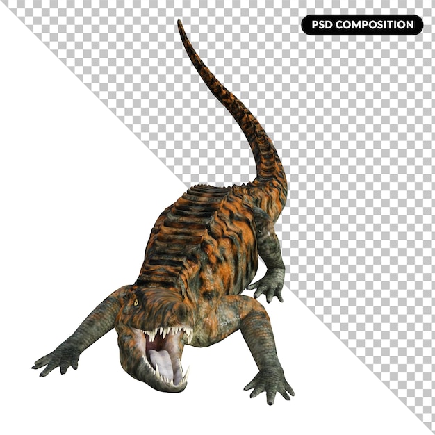 Dinosauro Uberabasuchus isolato rendering 3d