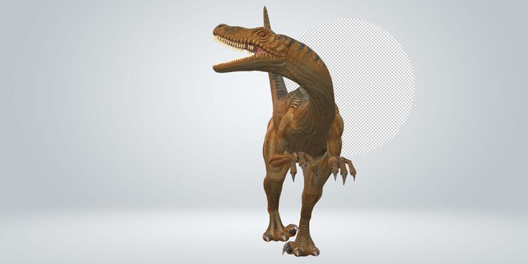 PSD dinosauro velociraptor isolato su uno sfondo trasparente
