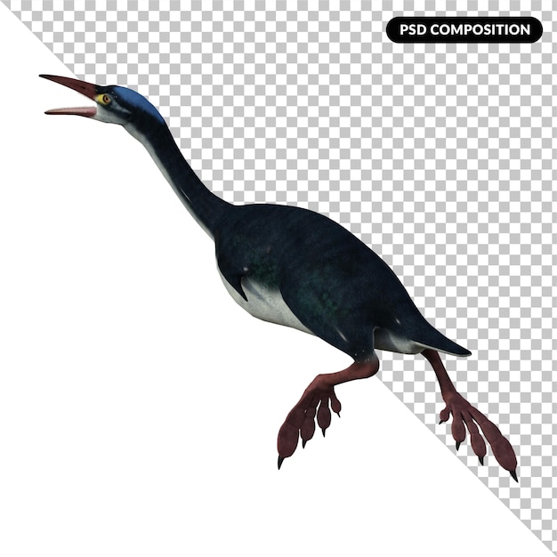 Dinossauro hesperornis isolado renderização 3d