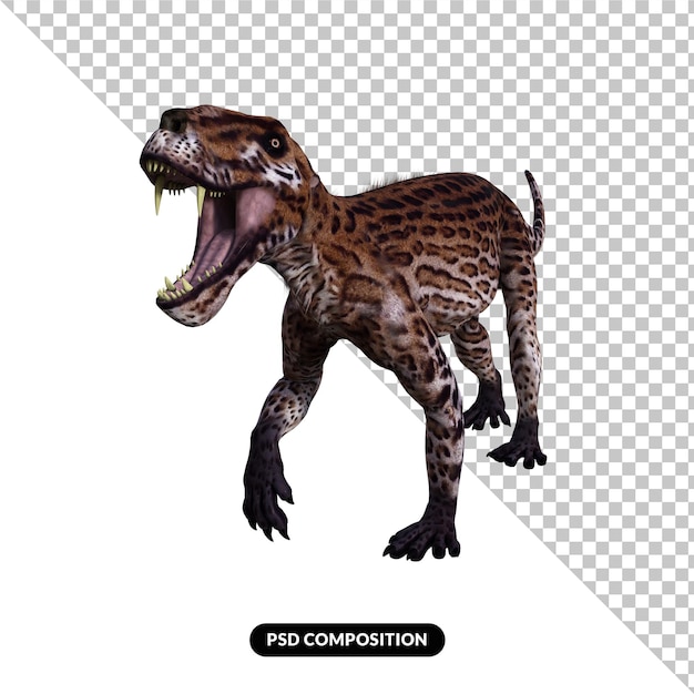 PSD dinossauro lycaenops isolado renderização 3d