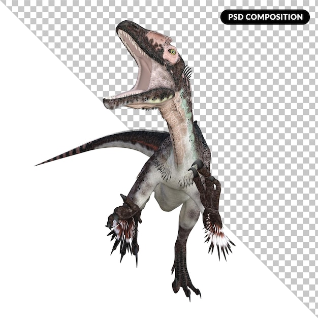 Dinossauro utahraptor isolado renderização 3d