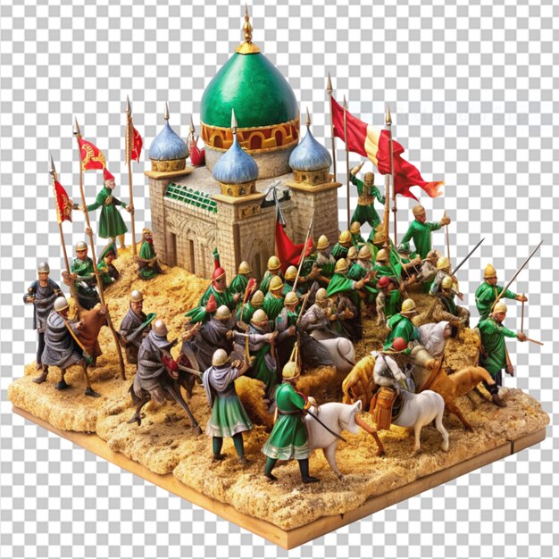 PSD diorama de la scène de la bataille de karbala sur un fond transparent