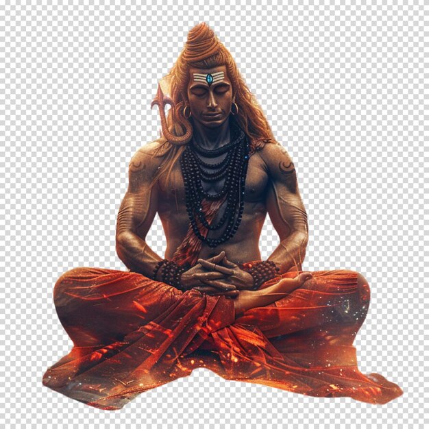 PSD el dios hindú shiva aislado en un fondo transparente y feliz maha shivaratri