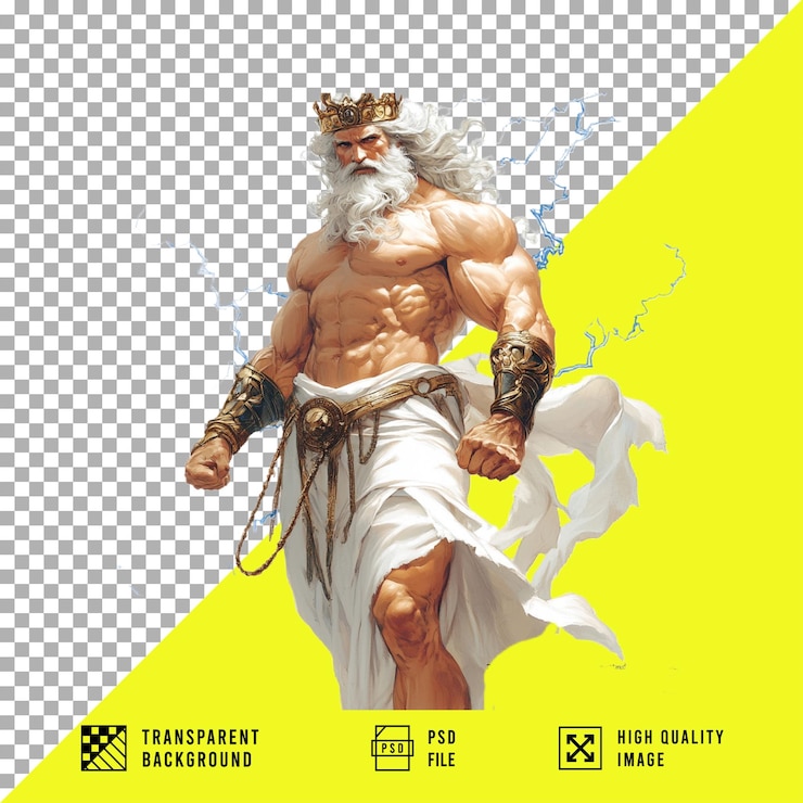 PSD el dios zeus en un fondo transparente
