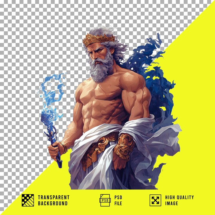 PSD el dios zeus en un fondo transparente