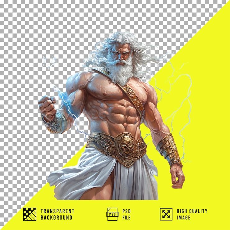 PSD el dios zeus en un fondo transparente