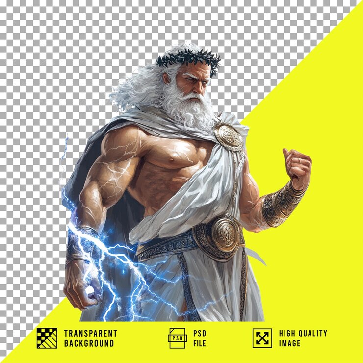 PSD el dios zeus en un fondo transparente