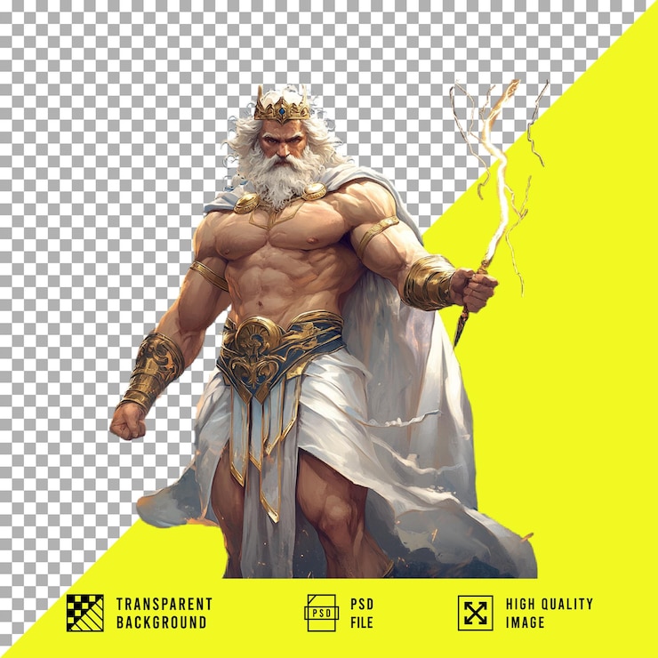 PSD el dios zeus en un fondo transparente