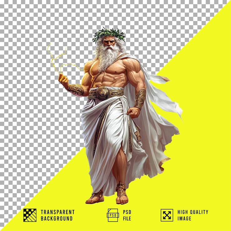 PSD el dios zeus en un fondo transparente
