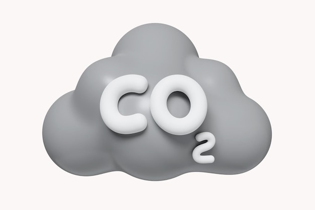 Dioxyde de carbone 3d Écologie et biochimie Contamination des émissions de pollution de l'air avec l'icône de tuyaux industriels isolée sur fond blanc illustration de rendu 3d Partie de détourage