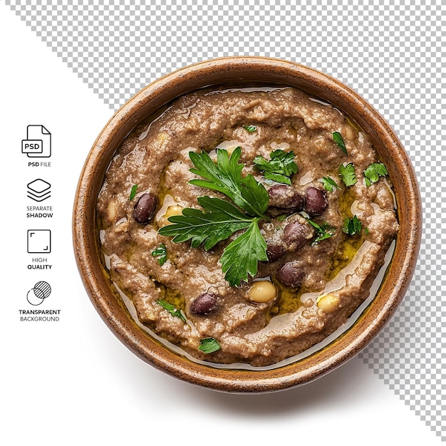 Dip de haricots de fave isolé sans fond