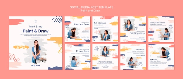 Dipingi e disegna il modello di post sui social media