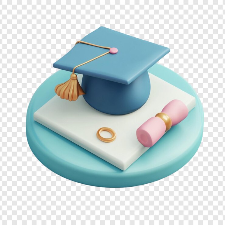 PSD diploma de graduación en 3d y anillo una celebración del logro académico