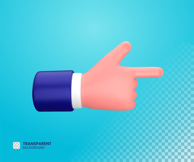 PSD dirección correcta del hombre de negocios que muestra la ilustración 3d del gesto de la mano