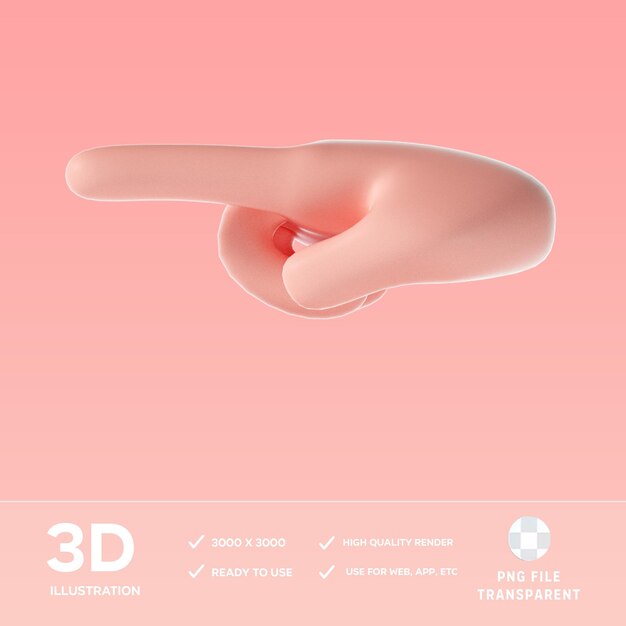 Dirección PSD que muestra el gesto de la mano Ilustración 3D