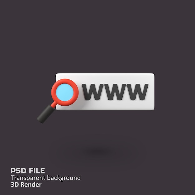 Dirección del sitio web Buscar ilustración de icono de renderizado 3D aislado
