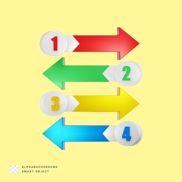Direction de la flèche Éléments infographiques Illustration de rendu 3D