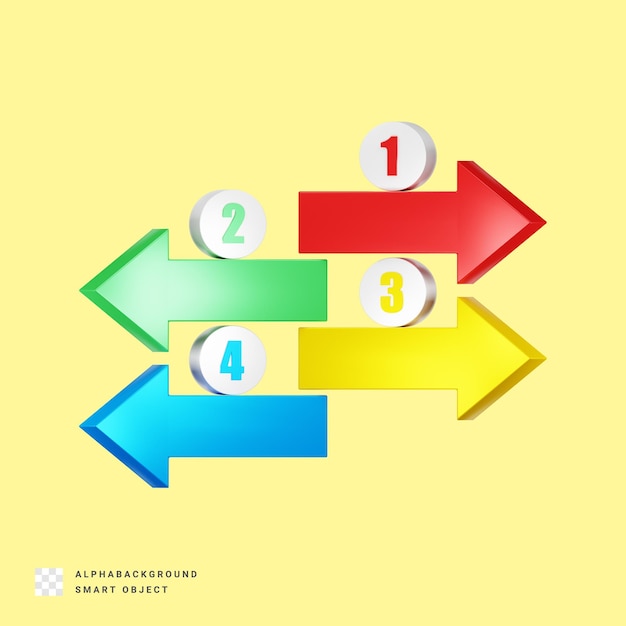 Direction de la flèche Éléments infographiques Illustration de rendu 3D