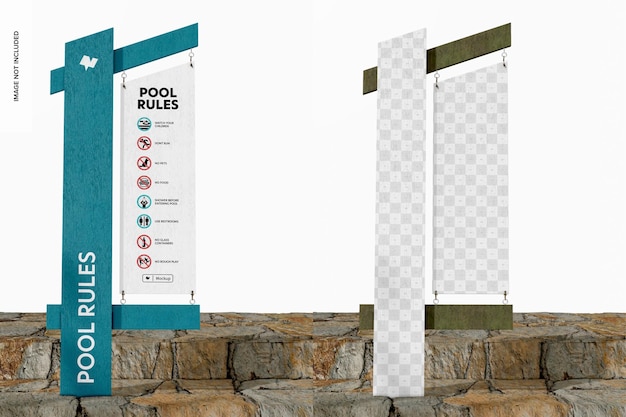 Directional park sign mockup, linke ansicht