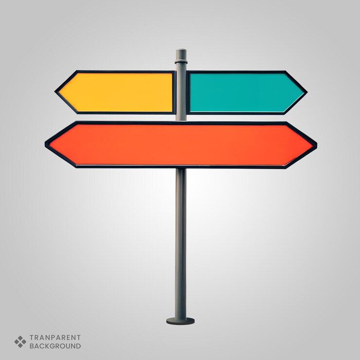 PSD directional sign with multiple colored arrows