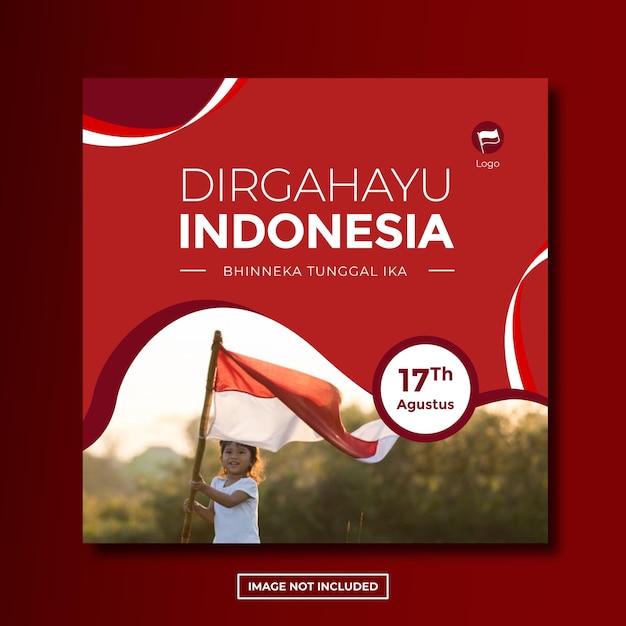 Dirgahayu indonesien nationalfeiertag instagram post social media vorlage