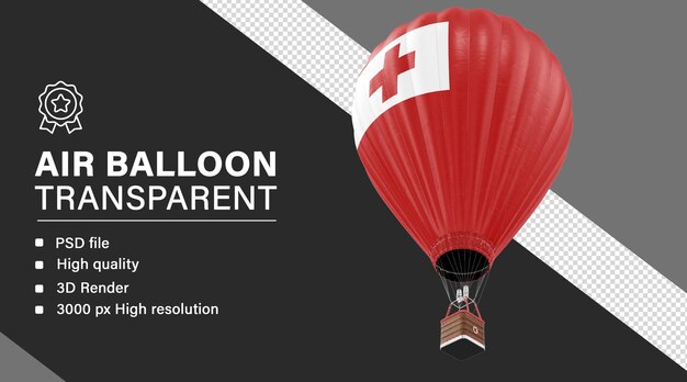Dirigible 3D con la bandera de Tonga aislada en un fondo transparente