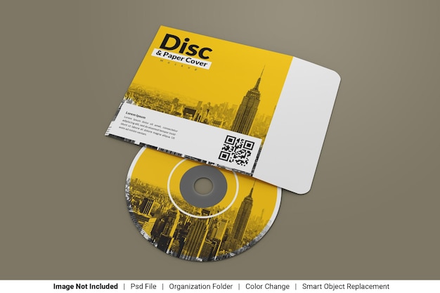 PSD disc with paper cover mockup