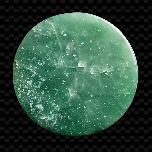 PSD disco de cristal de aventurina con color verde de forma redonda y objeto de gradiente tra png en fondo oscuro