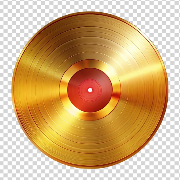 PSD disco de vinil redondo dourado de várias cores isolado em fundo transparente