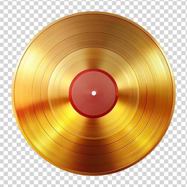 PSD disco de vinil redondo dourado de várias cores isolado em fundo transparente