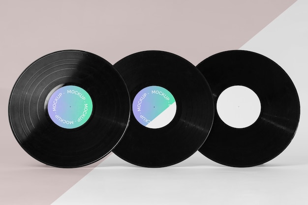 Disco de vinil retrô abstrato com maquete de embalagem