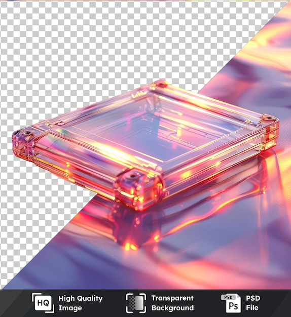 PSD disco de disquete transparente de imagen psd en una superficie reflectante