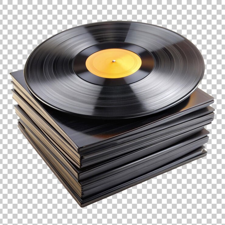 PSD disco negro en fondo transparente generado por ai