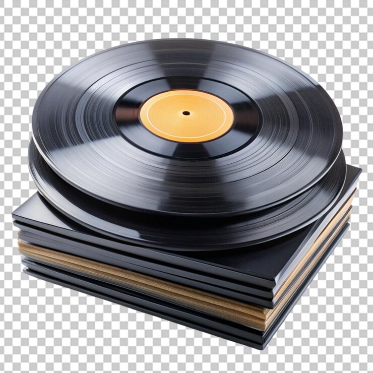 PSD disco de vinilo antiguo aislado sobre un fondo transparente