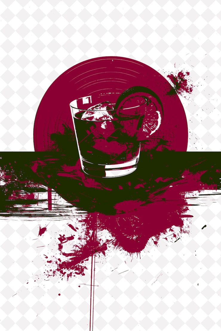PSD disco de vinilo de chico buarques con un vaso rojo de caipirinha en t escena y cultura de brasil ilustraciones
